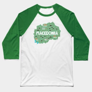 Macedonia Illustrated Map Baseball T-Shirt